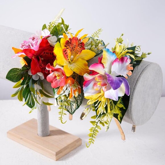 Hawaiian Flower Crown Headband Artificial Orchid Tropical Summer Beach Party Acc - Picture 8 of 8